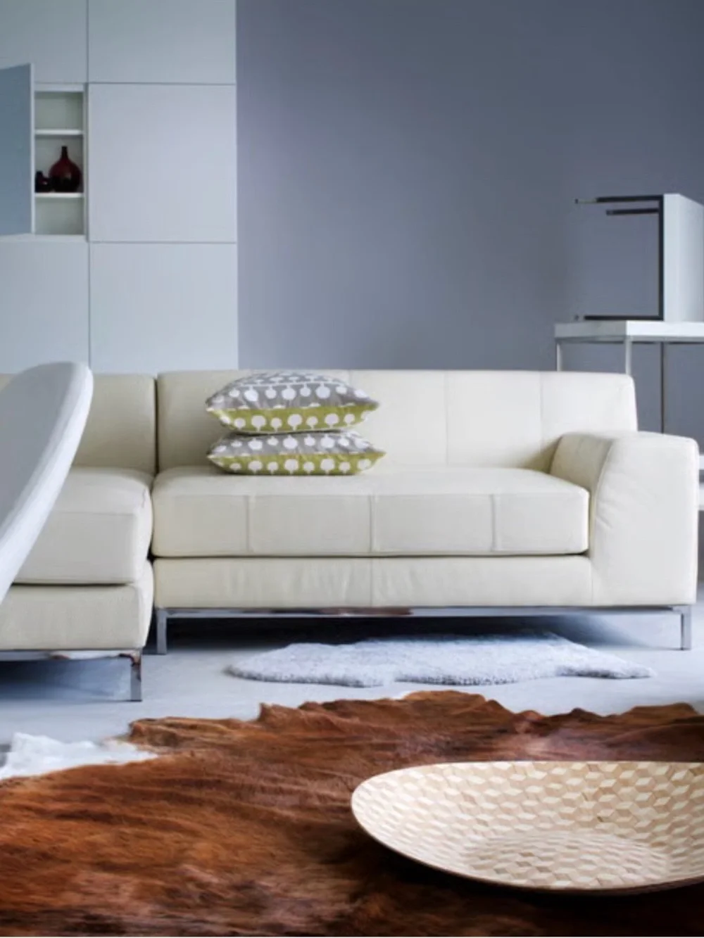 IKEA Koldby 100% cowhide fur leather Area rug Brown And Cream Large.